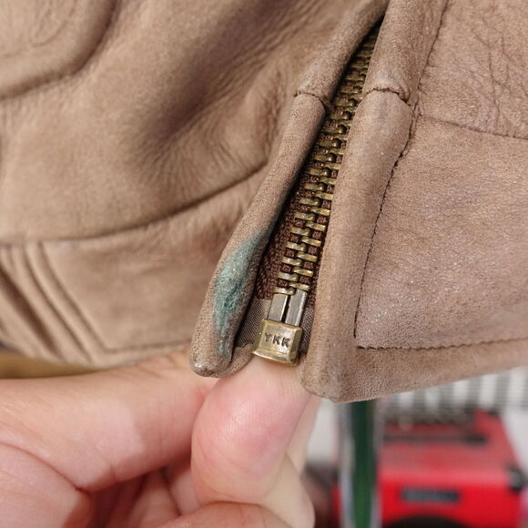 ROUNDTREE & YORKE BROWN GENUINE LEATHER ZIP UP COAT JACKET MENS SIZE M MEDIUM - Picture 4 of 13